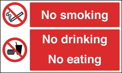 No Smoking No Drinking No Eating Multi-Message Signs