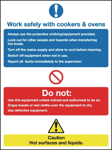 Work Safely with Cookers/Ovens Multi-Message Signs