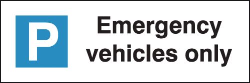 Emergency Vehicles - Parking Bay Signs