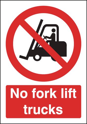 No Forklift Truck Red/White ISO 7010 Signs - Single