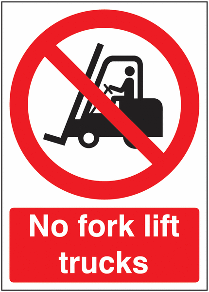 No Forklift Truck Red/White ISO 7010 Signs - Single