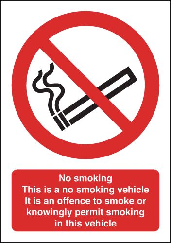 No Smoking Vehicle Sign