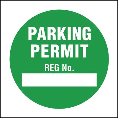 Parking Permit Reg No. Window Cling Parking Labels