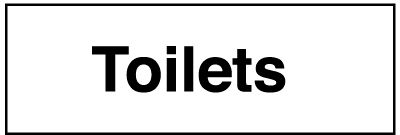 Toilets Washroom White/Black Information Sign - Single