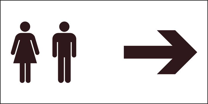 Unisex Toilets (Arrow Right) Sign
