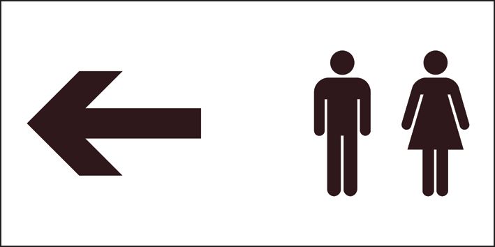 Unisex Toilets (Arrow Left) Sign