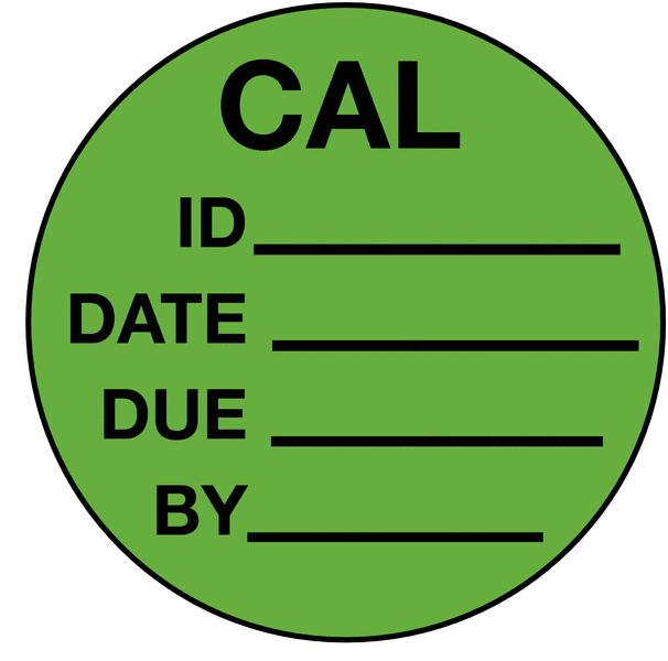 Cal / ID / Date / Due / By - Small Calibration Labels