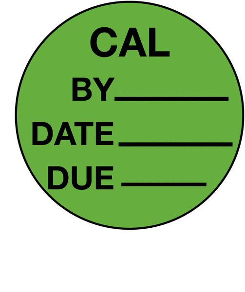 Cal By / Date / Due - Small Calibration Labels