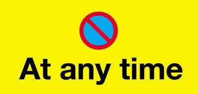 No Parking At Any Time Economy Works Symbol Traffic Sign