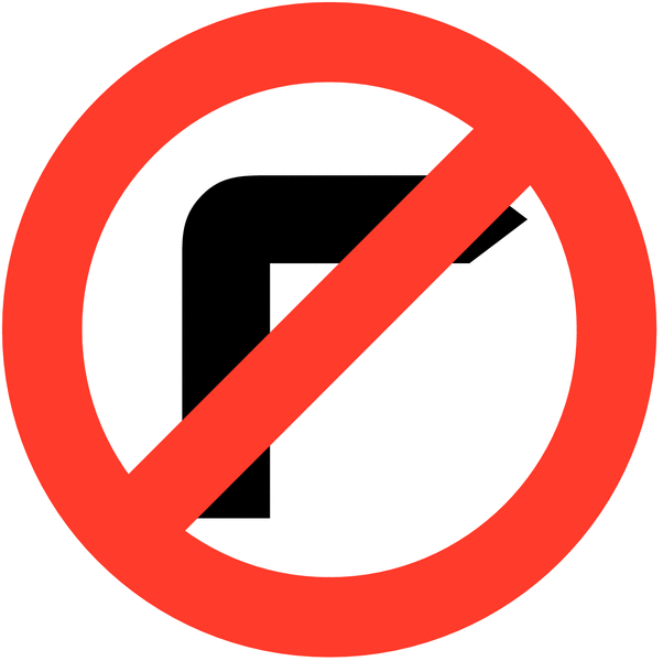 No Right Turn Symbol White/Red/Black Circle Traffic Sign