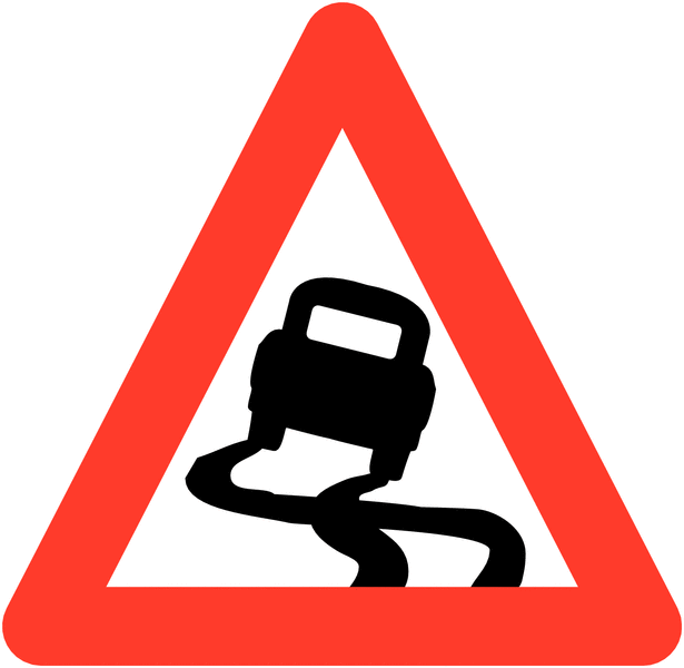 Slippery Road Symbol Road & Car Park Traffic Signs