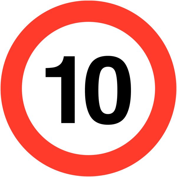 White/Red Circle Traffic Speed Limit Sign - 10 MPH