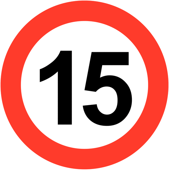 White/Red Circle Traffic Speed Limit Sign - 15 MPH