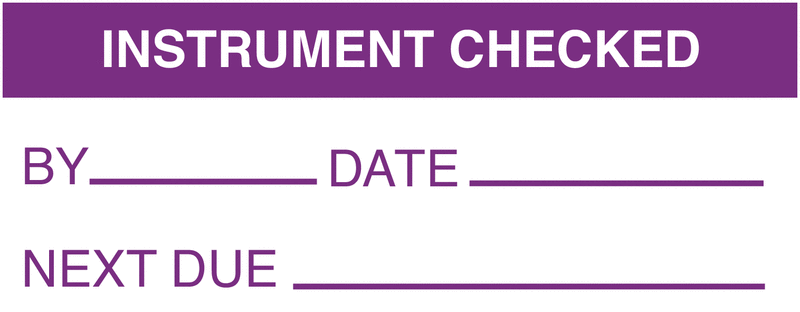 Instrument Checked By/Date/Next Due Write-On Labels