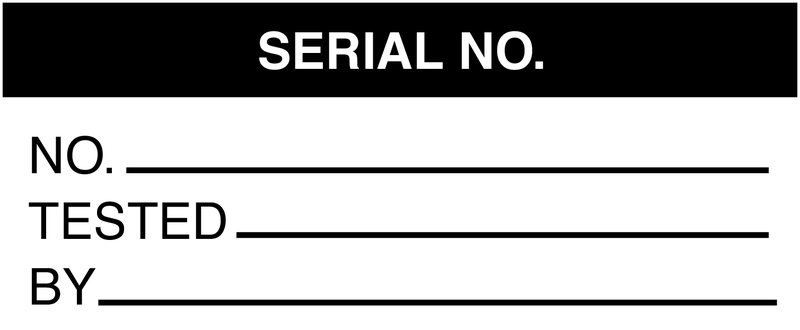 Write-On Labels - Serial No. / No / Tested / By