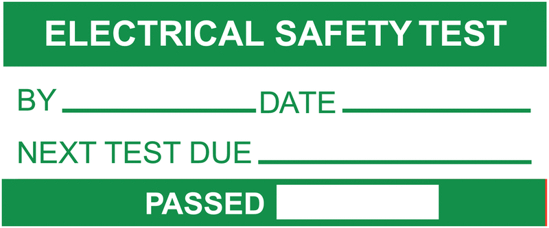 Electrical Safety Test/By/Date/Passed Write-On Labels