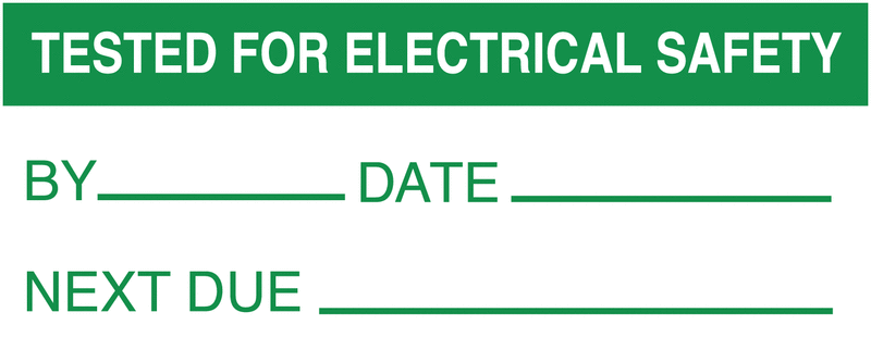 Tested For Electrical Safety By/Date Write-On Labels