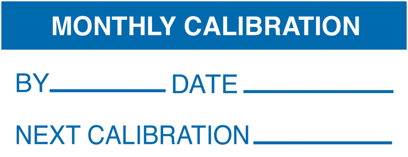 Monthly Calibration By/Date Write-On Labels