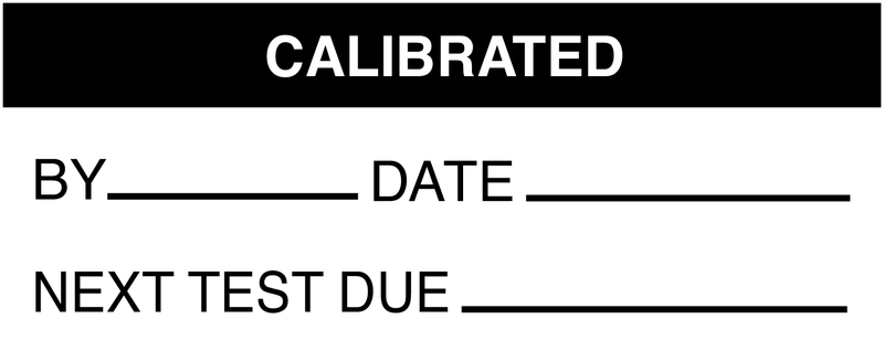 Calibrated By / Date / Next Test Due - Write-On Labels