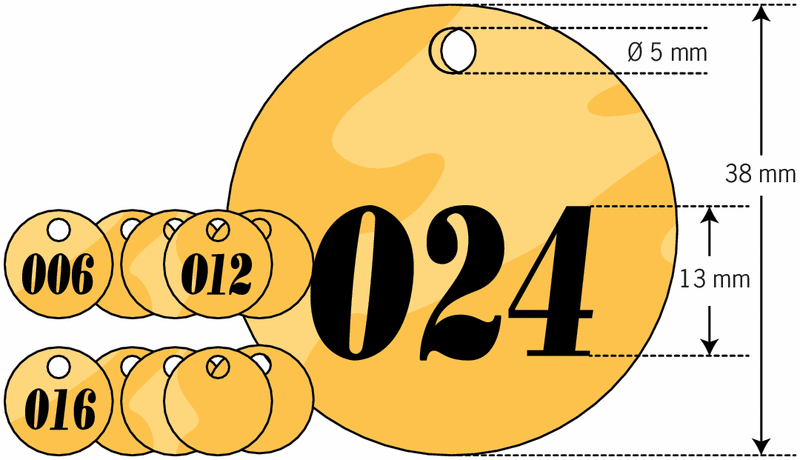 Stock Brass Valve Tags with numbering