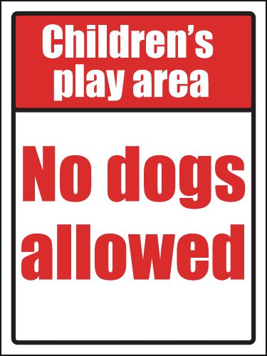 Children's Play Area No Dogs Allowed Sign