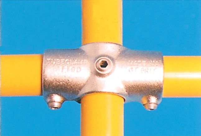 Modular Barrier - Two Socket Cross with Centre Vertical Tube Galvanised Clamp