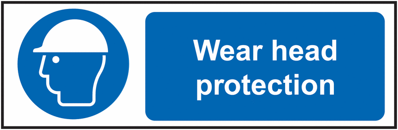 Wear Head Protection - Vinyl Safety Labels On-a-Roll