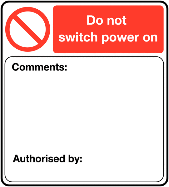 Safety Tag System Do Not Switch Power On Labels
