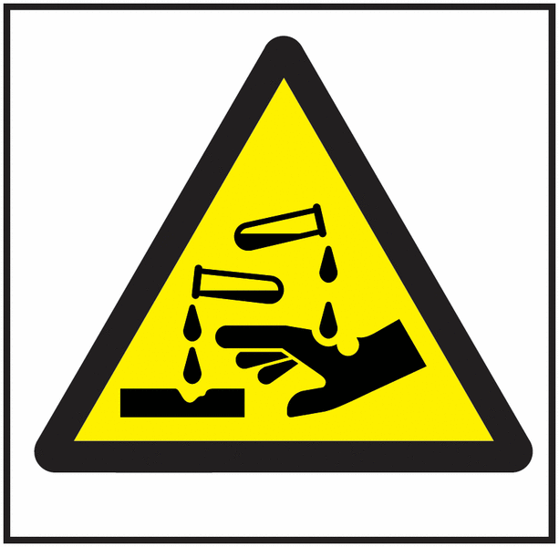 Corrosive Symbol - Vinyl Safety Labels On-a-Roll