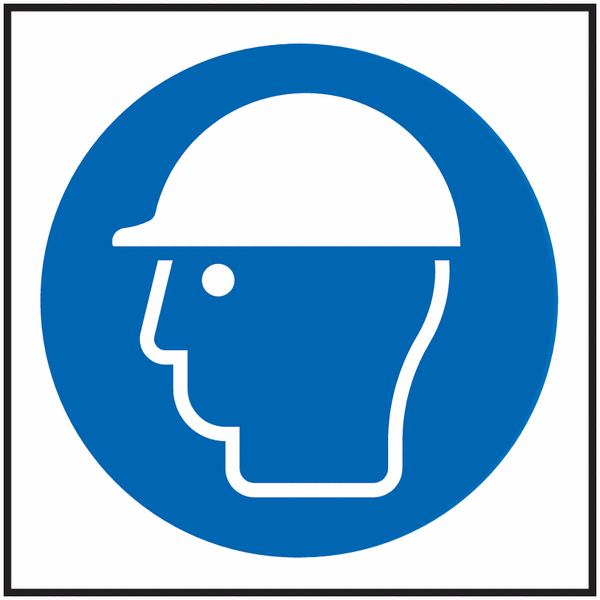 Head Protection Symbol - Vinyl Safety Labels On-a-Roll