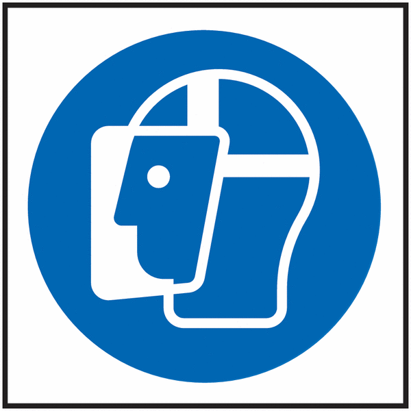Face Shield Symbol - Vinyl Safety Labels On-a-Roll