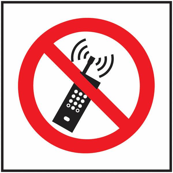 No Mobile Phones Symbol - Vinyl Safety Labels On-a-Roll