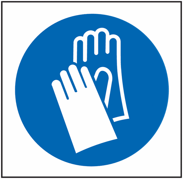 Hand Protection Symbol - Vinyl Safety Labels On-a-Roll