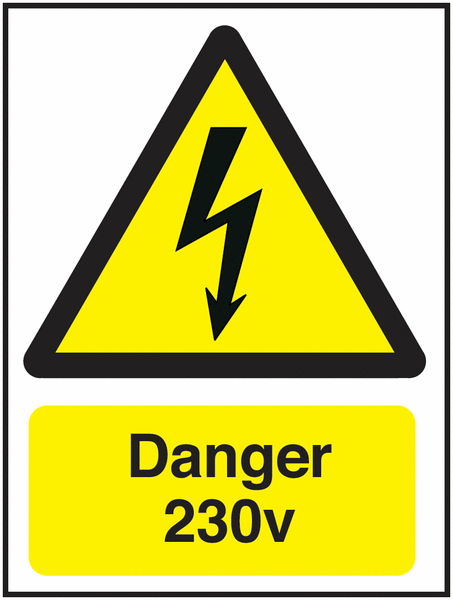 Danger 230 Volts - Vinyl Safety Labels On-a-Roll