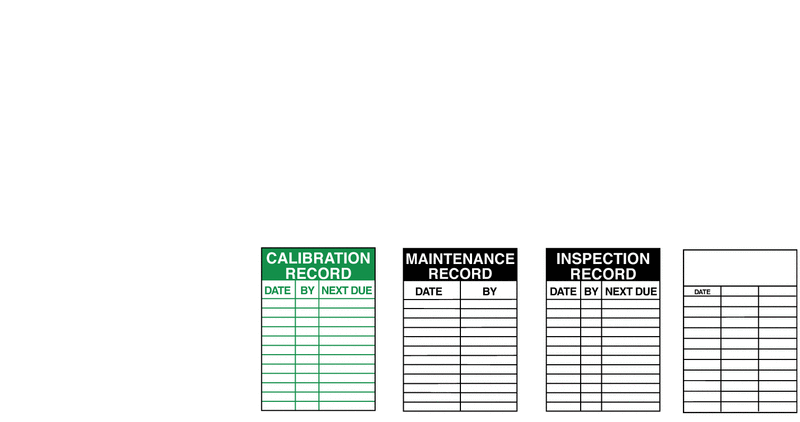 Calibration Record/Date/By/Due Service Labels
