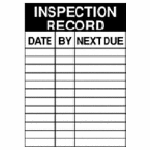 Inspection Record/Date/By/Next Due Service Labels