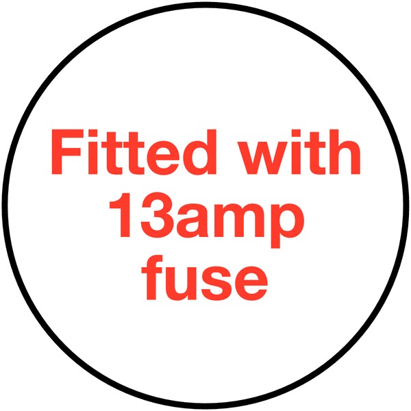 Fitted With 13Amp Fuse - Plug Warning Labels