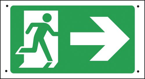 Fire Exit Running Man/Arrow Right Vandal-Resistant Sign