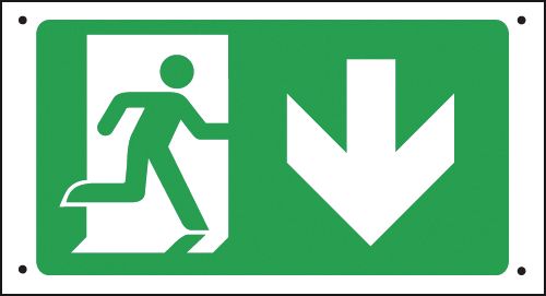 Running Man & Arrow Down - Vandal-Resistant Sign