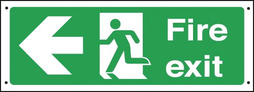 Fire Exit Running Man/Arrow Left Vandal-Resistant Signs
