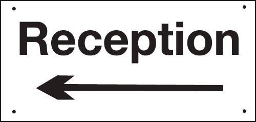 Reception (Arrow Left) Vandal-Resistant Sign