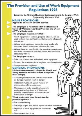 Wallchart - Provision And Use Of Work Equipment