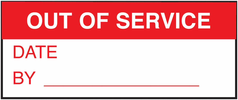 Out Of Service Date/By Nylon Cloth Write-On Labels