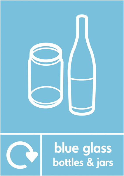 Blue Glass - WRAP Glass Waste Recycling Signs