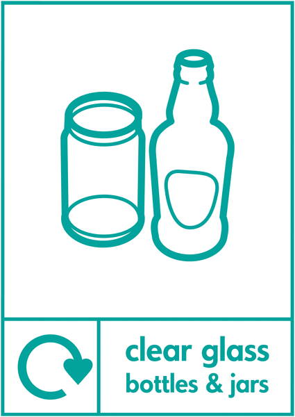Clear Glass Bottles & Jars WRAP Glass Recycling Signs