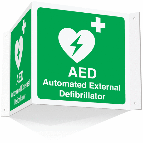 Automated External Defibrillator Projecting '3D' Sign