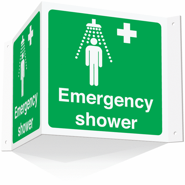 Emergency Shower Projecting '3D' Sign