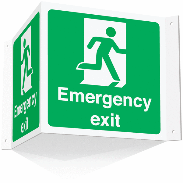 Emergency Exit Projecting '3D' Sign
