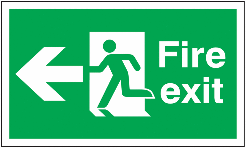 Fire Exit Running Man/Arrow Left Anti-Slip Floor Signs
