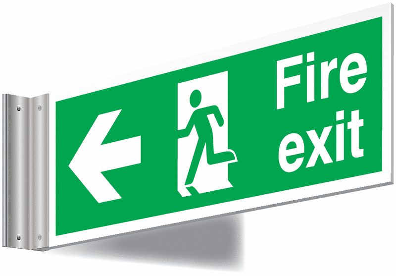 Fire Exit Runnng Man & Arrow Left Corridor Sign